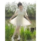 Милое дизайнерское белое кружевное платье для принцессы, мини-юбка, французский стиль, тренд сезона, в цветочек