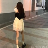 Ретро приталенный корсет, платье для принцессы, мини-юбка, французский стиль, рукава фонарики