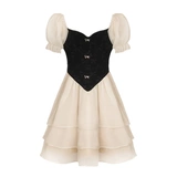 Ретро приталенный корсет, платье для принцессы, мини-юбка, французский стиль, рукава фонарики