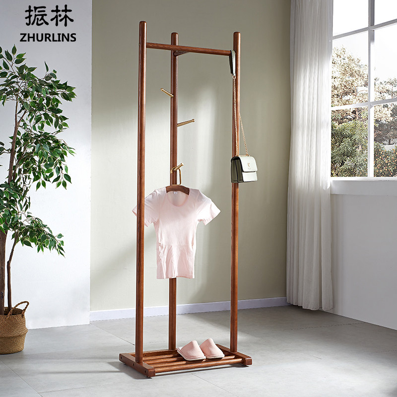 New Chinese solid wood clothes hat rack floor bedroom minimalist modern light lavish internet Red folk hotel multifunctional hanging hanger
