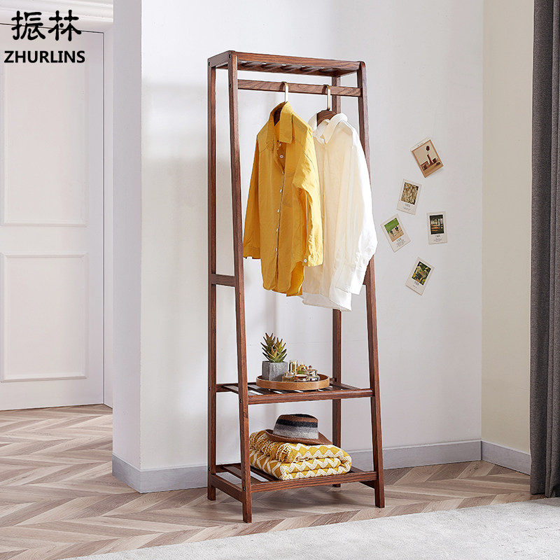 Zhenlin clothes hat rack floor hanging clothes hanger bedroom with clothes rack for domestic living room full solid wood mass folk clothes rack