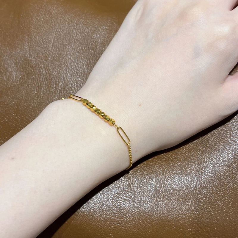 Ing Polyhedron Small Square Gold Bracelet for Women with Disco Broken Gold 18K Gold Accessible Luxury Niche High-End Sense ins