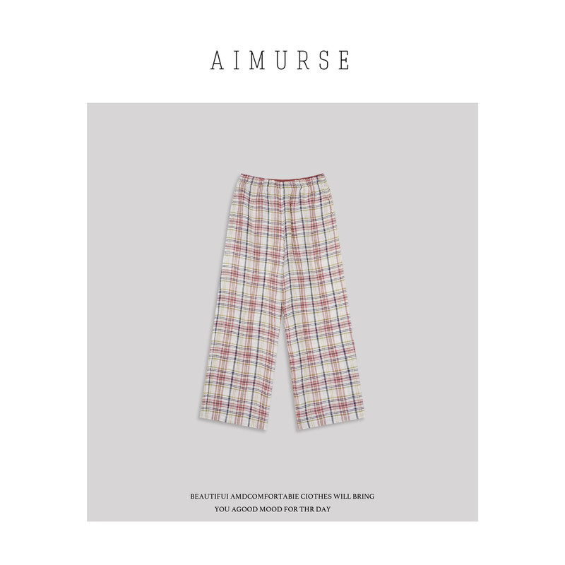 Aimurse【Street Style】Niche Designer Summer Linen Plaid Versatile Casual Pants Am80501