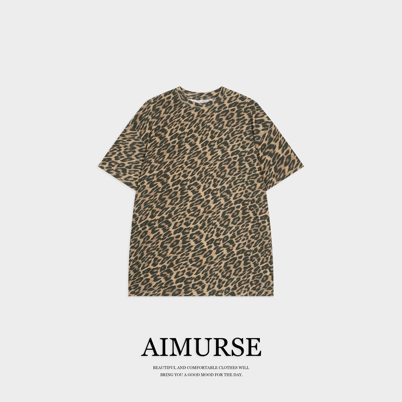 Aimurse【American Leopard Print】Unique Leopard Print Fashionable Comfortable Versatile Casual T-Shirt Am70831