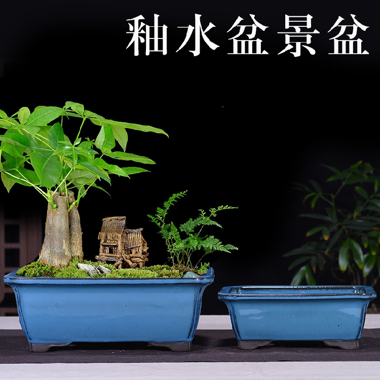 Yixing purple sand bonsai pots large flower pots rectangular pots are glazed purple sand handmade pots special ceramic multi-meat vegetable pots