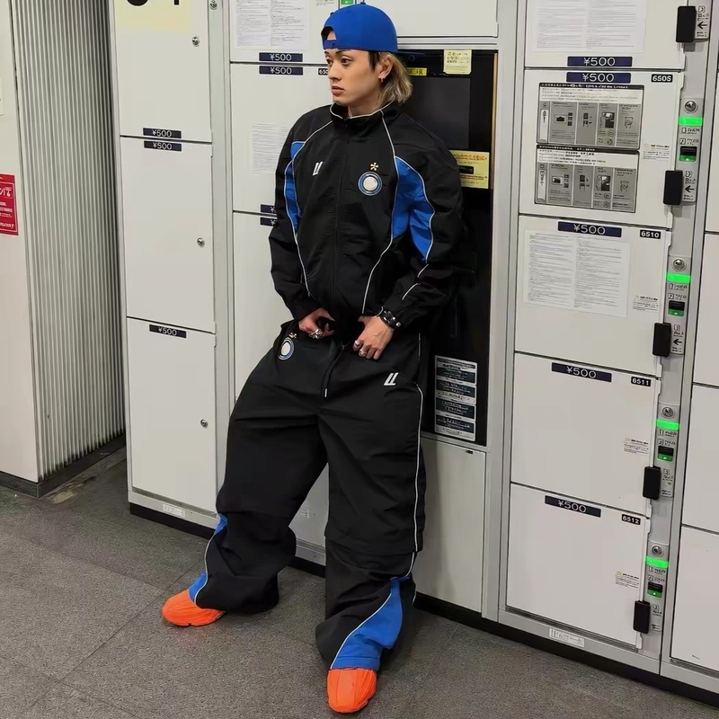 Ultralightldh American-Style Inter Milan Football Training Suit Color-Blocked Stand-Up Collar Jacket Men's Casual Pants