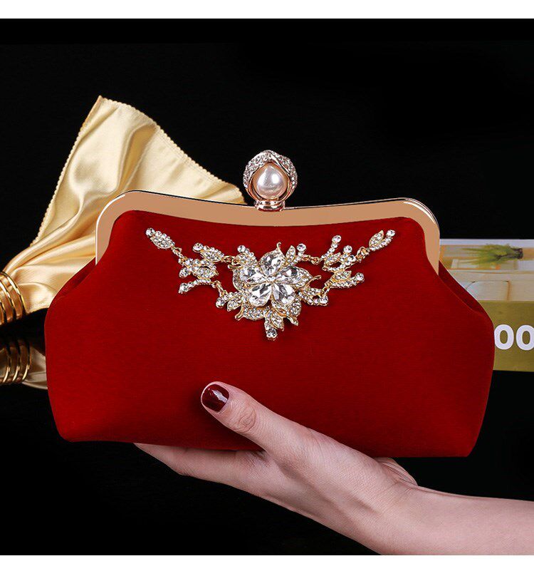 Клатч 2023新款结婚手包女婚礼新娘手拿包红色手提包配礼服包包旗袍小包 OTHER