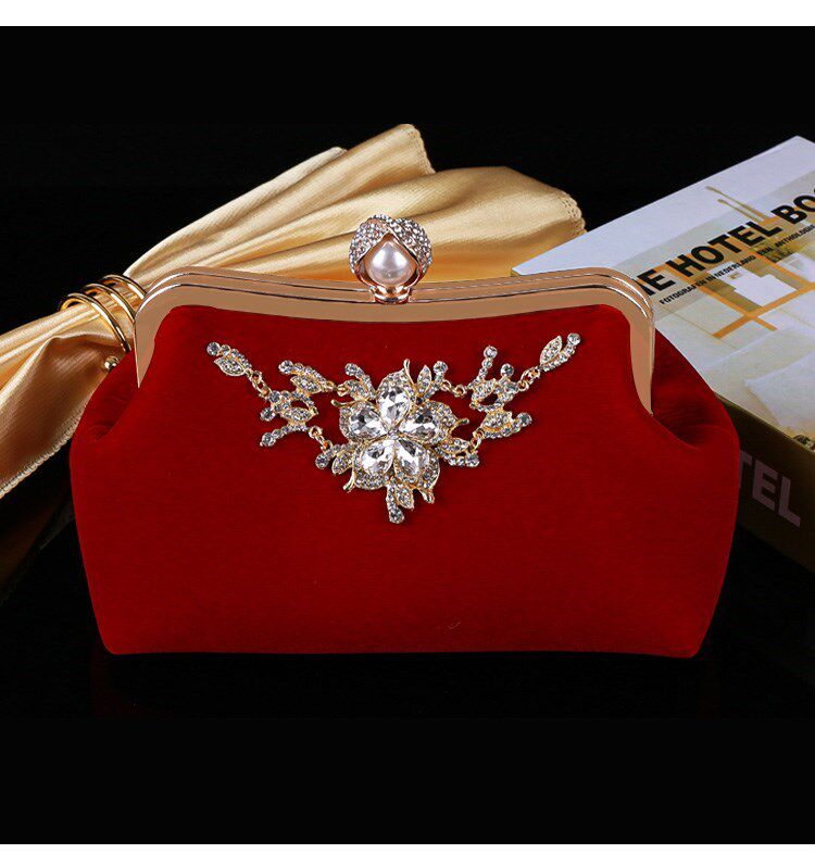 Клатч 2023新款结婚手包女婚礼新娘手拿包红色手提包配礼服包包旗袍小包 OTHER