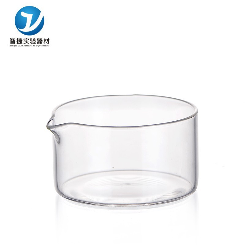 Crystal dish 80mm high temperature heating glass material flat bottom open thickened chemical experiment container