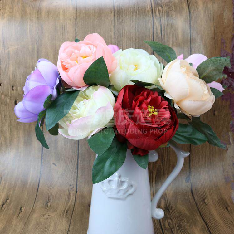 Simulation peony flower head silk flower DIY flower wall flower door arch decoration flower floral art Wedding wedding cloth flower accessories