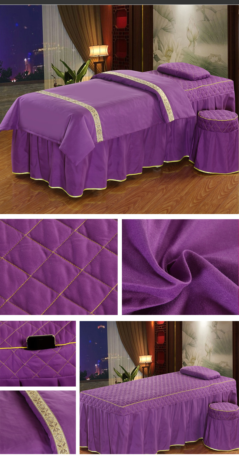 Four Seasons nhà máy chung trực tiếp rắn massage thẩm mỹ bedspread denim jacket tay áo giường tiệm bông đẹp - Trang bị tấm ga bọc giường spa