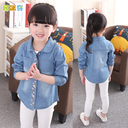 Cô gái denim jacket áo mùa xuân váy trẻ em dài tay trẻ em áo sơ mi nữ áo khoác 2019 bé áo gió mới.