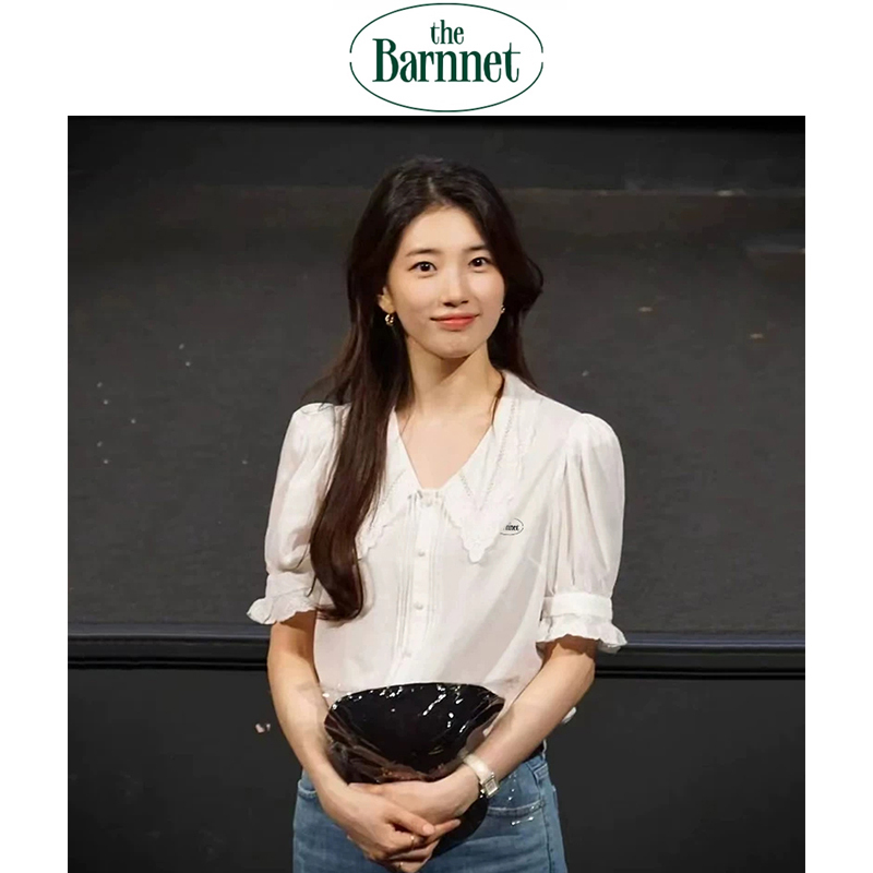 [Official Authentic Product] Korean the Barnnet Eight Milk (Baek Seo-Ji) Same Style Puff Sleeve Shirt Top for Women Summer