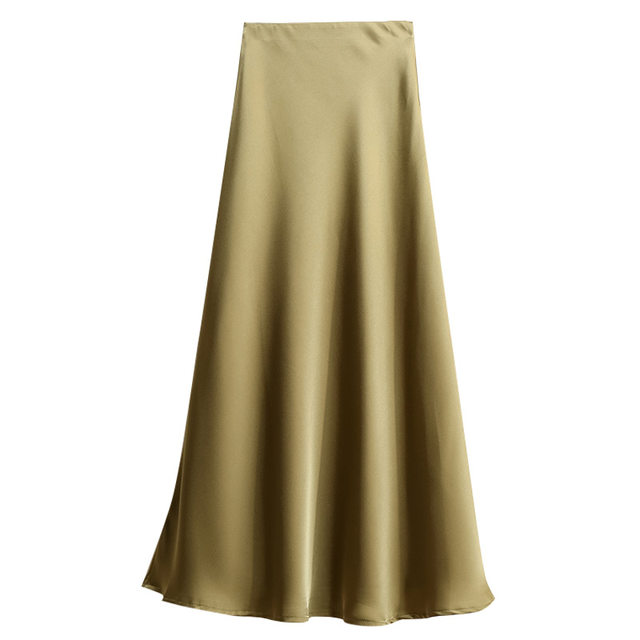 Drape ສີບົວ acetate satin skirt ແມ່ຍິງພາກຮຽນ spring ແລະດູໃບໄມ້ລົ່ນ 2024 ໃຫມ່ skirt satin skirt fishtail skirt ຍາວ skirt summer