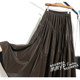 Winter black pleated leather skirt skirt women's autumn and winter skirt 2022 new mid-length umbrella skirt pu skirt long skirt