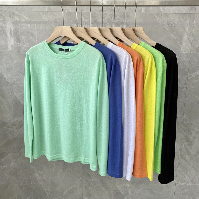 Korean Summer Loose-Fitting Thin T-Shirt for Men, Stylish and Handsome Sun Protection Clothing, Long-Sleeved, Loose-Fitting, Round-Neck Base Shirt for Couples Korean Summer Loose-Fitting Thin T-Shirt for Men, Stylish and Handsome Sun Protection Clothing, Long-Sleeved, Loose-Fitting, Round-Neck Base Shirt for Couples