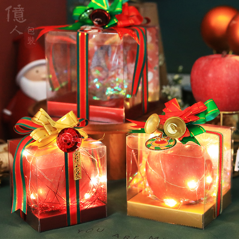 Ping An Night Apple gift box Wood Alloy Pendant 4S Shop Ping An Fruit Packaging Box square Christmas transparent Apple Box