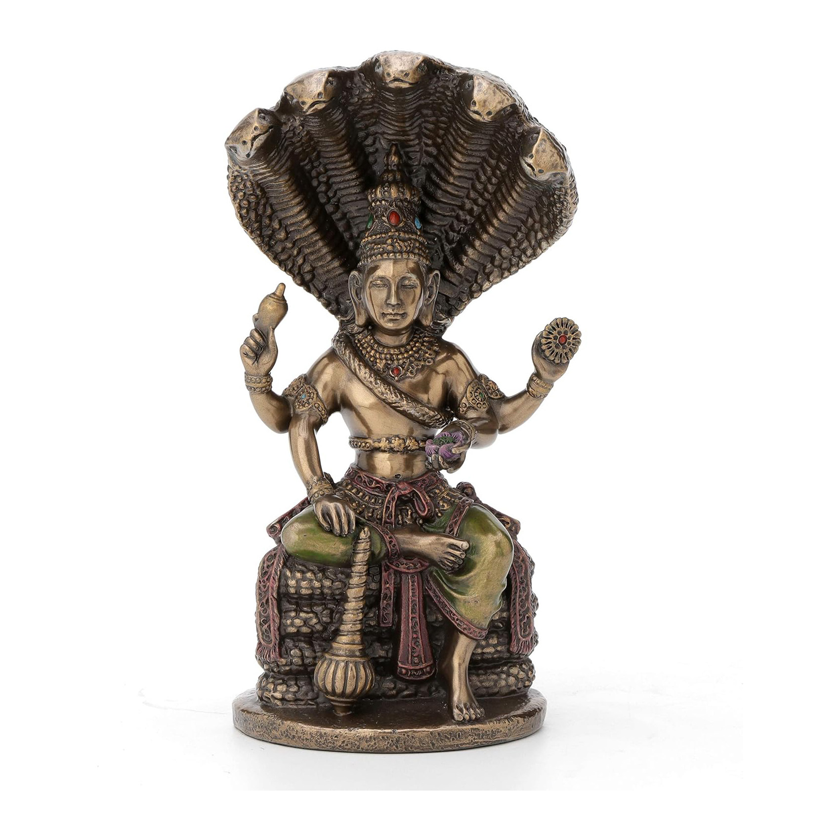 輸入されたインド三神一体、ヴィシュヌ神の座像、収集価値のある装飾品。