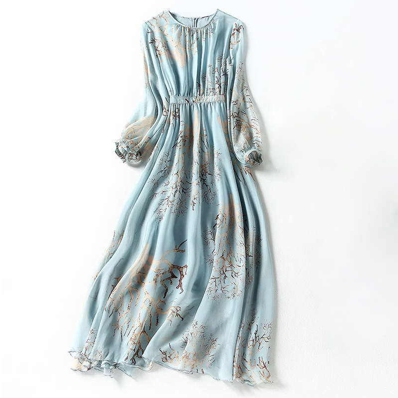 2026 New High-End Heavy Silk Mulberry Silk Dress for Women, Summer Printed Fashionable Elegant Floral Long Dress 2026 New High-End Heavy Silk Mulberry Silk Dress for Women, Summer Printed Fashionable Elegant Floral Long Dress