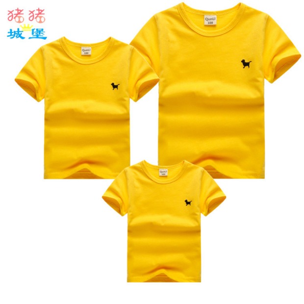 Phụ huynh-con tải ba hè 2017 mới đầy đủ gia đình áo thun ngắn tay cho bé sơ mi cotton màu trắng áo form rộng cho cả gia đình
