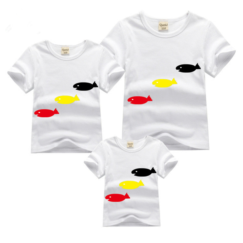 Pro-sub-loaded summer clothing whole family clothes family of three mother and mother female family clothing short sleeve T-shirt pure cotton summer jersey