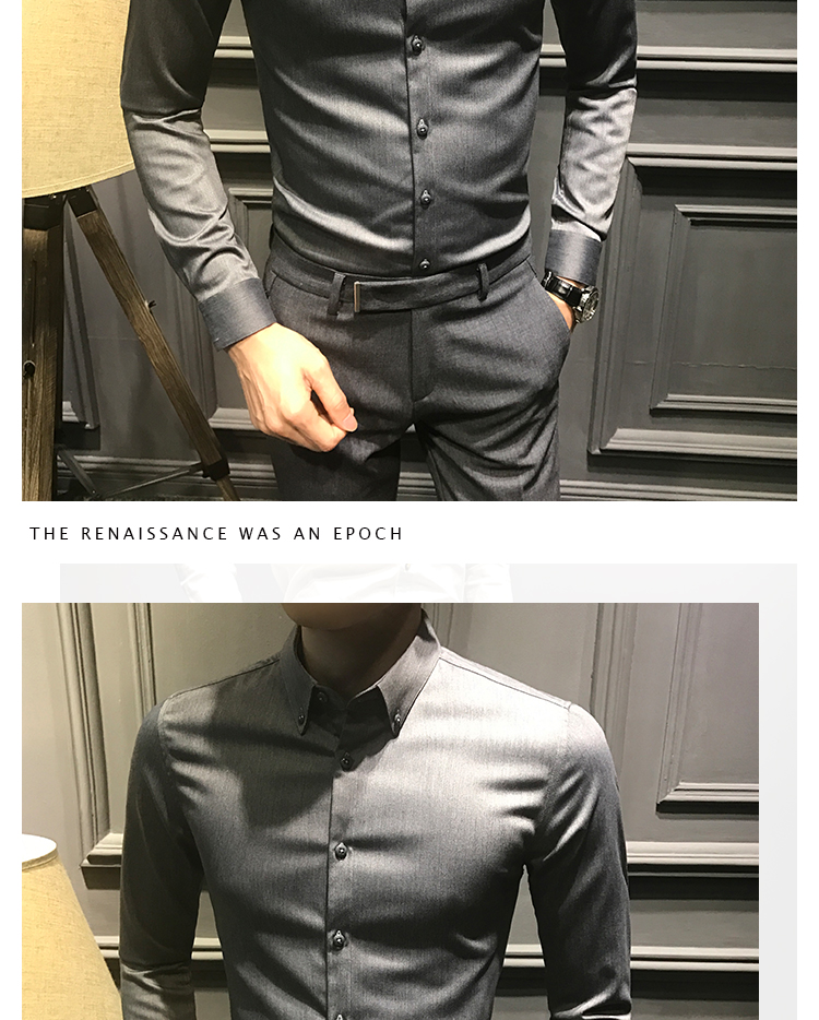 Mùa thu đông 2018 giản dị áo sơ mi dài tay nam thời trang đẹp trai Slim cộng áo nhung dày nam Anh phiên bản Hàn Quốc của quần áo inch sơ mi hàn quốc