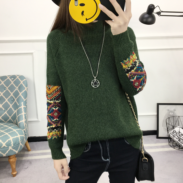 Cổ áo sơ mi cổ cao màu rắn phiên bản Hàn Quốc của mùa thu đông mới Áo len nữ cài đầu áo len đáy rộng áo khoác dày áo len nữ hàng hiệu