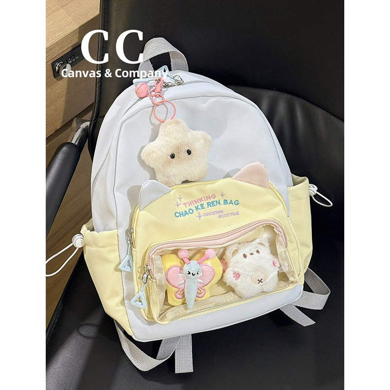 Cc Cute Cat Ears Transparent Backpack Korean Style ins Mini Student Large Capacity Travel Backpack Cc Cute Cat Ears Transparent Backpack Korean Style ins Mini Student Large Capacity Travel Backpack