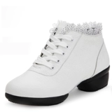 Летняя обувь, белые танцующие туфли, мягкая подошва, из натуральной кожи