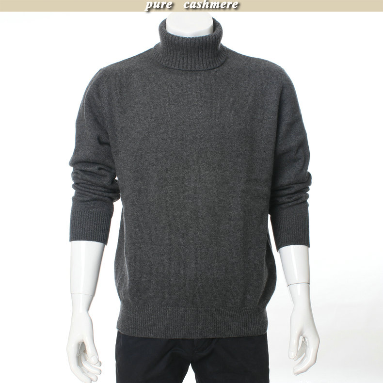 Áo len cashmere cổ cao nguyên chất 100% dày đôi mẫu áo len trắng tinh khiết áo len mùa đông thanh niên nam áo gile nam