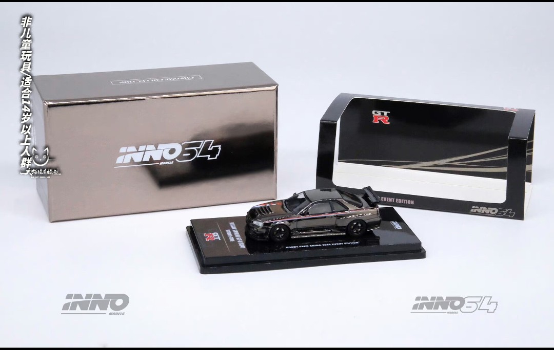 1/64 INNO NISSAN SKYLINEGT-R R34 CHROME coleção hobby expo china