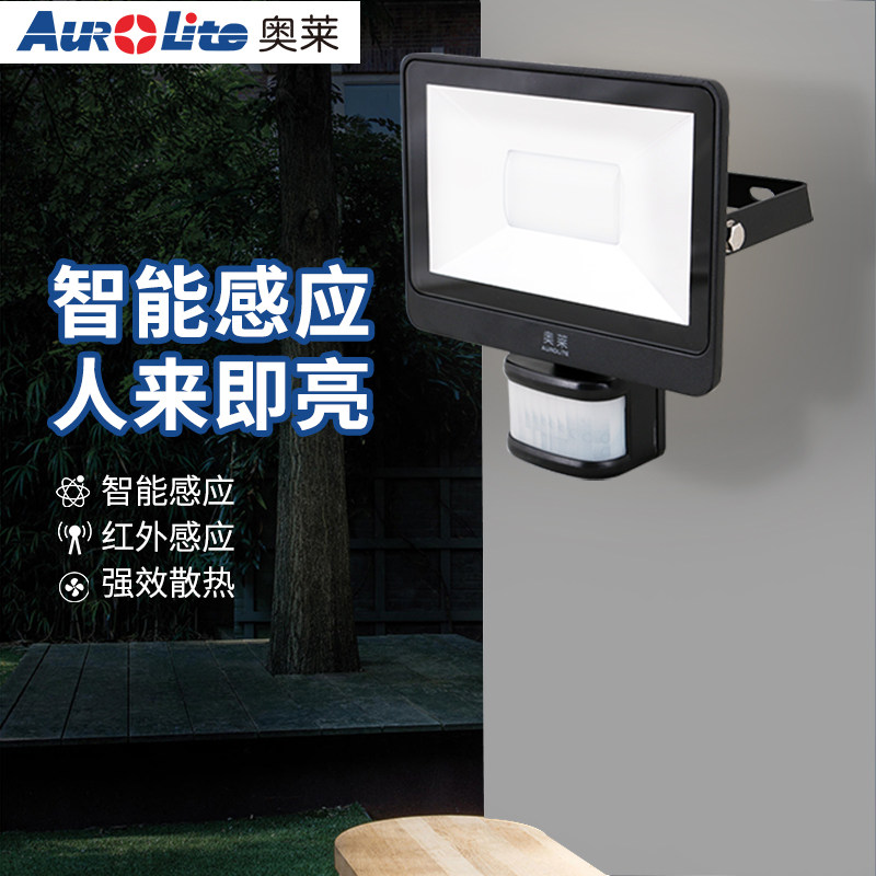 Ole LED induction floodlight community wall lamp human body induction floodlight outdoor waterproof street lamp induction lamp