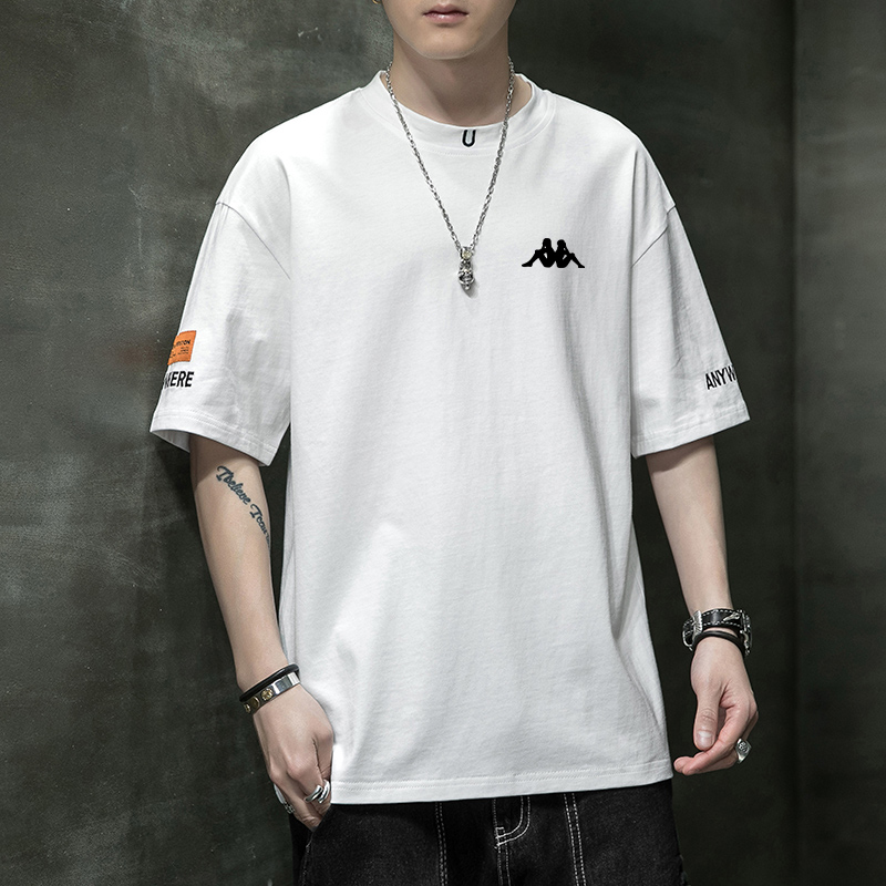2026 New Kappa Summer Thin Pure Cotton Short-Sleeve T-Shirt for Men, Half-Sleeve, Drop Shoulder, Loose, Casual, Fashionable Trendy Brand
