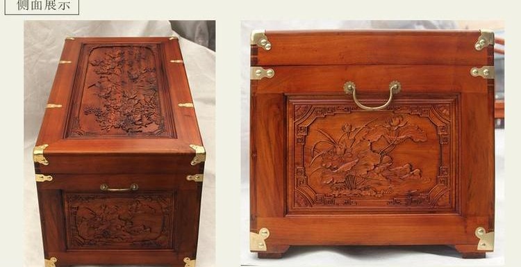 Gỗ hộp long não Hộp gỗ cưới chạm khắc lưu trữ thư pháp và tranh phong cách Trung Quốc retro kết hôn với nữ món quà cưới đồ gỗ rắn - Cái hộp hộp gỗ đựng đồ