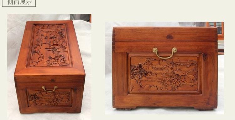 Hộp Elm, hộp gỗ long não, hộp đám cưới gỗ rắn, quà cưới, bộ sưu tập sách, hộp chạm khắc, thư pháp và bộ sưu tập tranh - Cái hộp hộp đựng đồ trang điểm bằng gỗ