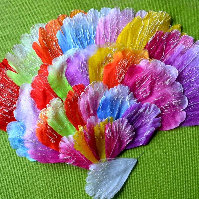 Simulation flower peony petals dance skirt decoration petals stickers fan dance props fan double layer yarn petals