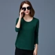 Mẹ béo MM tải áo thun cotton dài tay nam trung niên cộng với phân bón XL mặc quần áo mùa thu đáy quần nữ 30 tuổi áo phông nữ rộng
