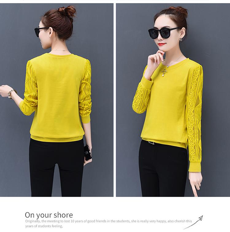 Áo thun cotton trung niên 2017 mới ra mắt áo sơ mi nữ trẻ trung có tay áo dài mặc áo khoác mùa thu 30 tuổi 40 áo thun form rộng nữ