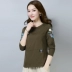 Áo thun cotton dài tay đơn mặc ngắn mặc đẫm máu nghỉ ngơi quần áo mùa thu chạm đáy áo sơ mi nữ trung niên Quần áo của mẹ