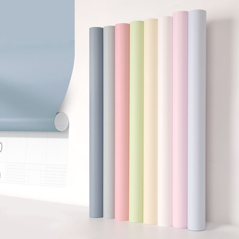 Pure Color Wallpaper Wallpaper Self-Glued Bedroom Background Wall Stickers Dorm Room Retrofit Waterproof Moisture Protection Washable Pvc Stickers