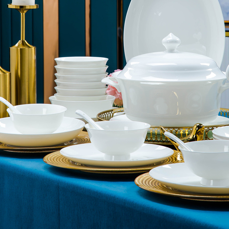 High-Temperature Underglaze Pure White 2026 Bowl and Plate Set, Household Light Luxury Tableware, Jingdezhen Bowls, Plates, Chopsticks, Housewarming Ceramics