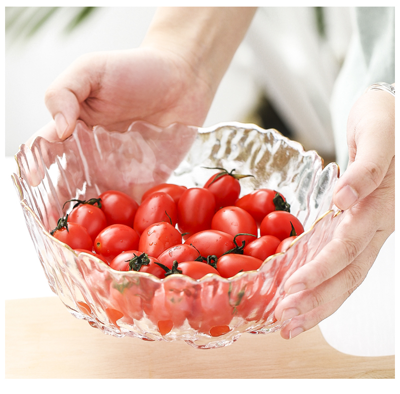 Glass salad bowl with large transparent Nordic ins creative single bowl dessert cutlery bowl of fruit bowl of fruit