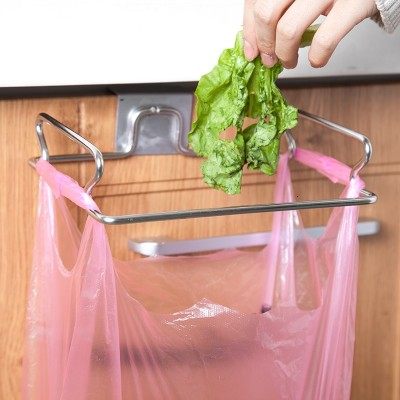 Hanging trash can kitchen hanger stainless steel hanging garbage rack multifunctional garbage bag hanging rack garbage bag shelf