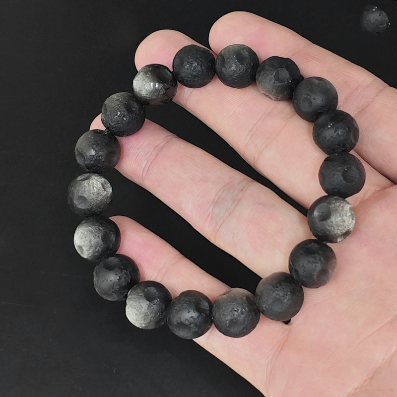 Natural Silver Obsidian Moon Crater-Shaped Bracelet Obsidian Bracelet Star Wars Style 2026 New and Unique