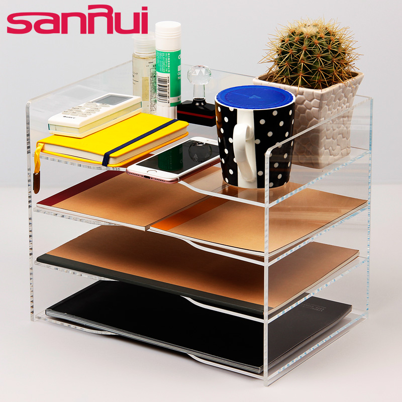 Sanrui A4 Acrylic Four Layer Horizontal Storage Rack Full
