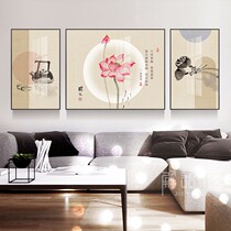 Dining Room Wall Dining Room Decoration Painting New Chinese Allegory Good Hanging Painting Sofa Background Wall Zen of the Lotus Flowers Triptych