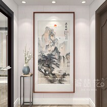 Welcome guest Matsunos new Chinese-style Xuanguan corridor Aisle Decoration Painting Vertical version of landscape painting National painting and painting Fables are good