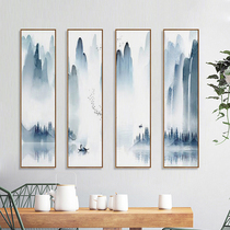 New Chinese Decorative Painting Four United Meditation Landscape Painting Living-room Bookhouse Tea Building Office Background Wall Hanging Painting Four Screens
