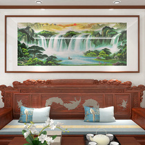 New Chinese atmosphere landscape and landscape painting Living room sofa Background wall hanging painting Rising Sun Dongsheng Feng Shui National Painting Decoration Painting