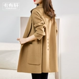 Двусторонное бархатное кашемировое длинное шерстяное демисезонное шерстяное пальто, средней длины, подходит для подростков, 2023